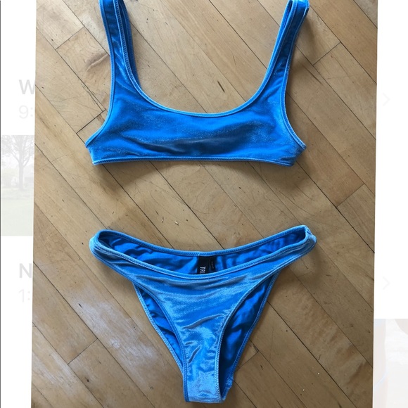 light blue velvet bikini